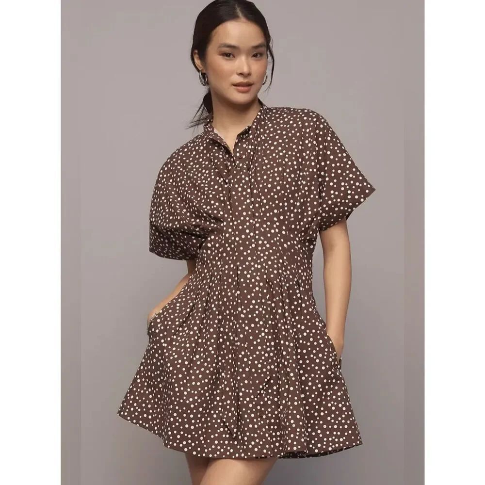 New Anthropologie The Tobie Tie-Neck Shirt Dress by Exquise Size S - Picture 6 of 10